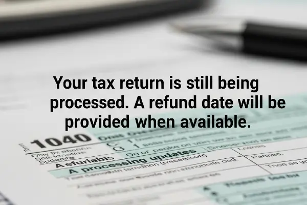 Your Tax Return Is Still Being Processed. A Refund Date Will Be Provided When Available.